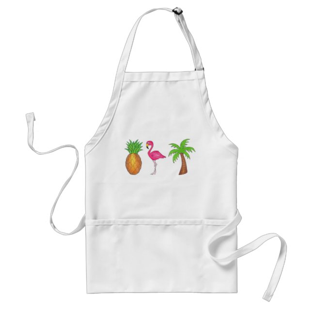 Avental Ilha Tropical Flamingo Palm Tree Pineapple Beach (Frente)