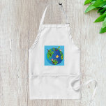 Avental Ilustração da fauna selvagem do mapa dos animais<br><div class="desc">Celebrar nosso belo planeta com este espantoso avental com um gráfico caprichoso do Planeta Terra a explodir com animais e plantas vibrantes. A design mostra uma representação viva e colorida do nosso mundo, com a vida selvagem divertida e a verde exuberante emergindo de cada esquina. Quer você esteja cozinhar uma...</div>