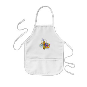Avental Infantil Abeja flor com plantas silvestres