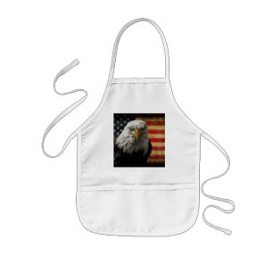 Avental Infantil Águia Balda Americana na Bandeira Grunge