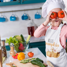 Avental Infantil Alô Moderno Pumpkin Orange Pumpkin Com Flores