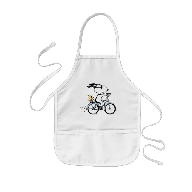 Avental Infantil Amendoins | Bicicleta Snoopy & Woodstock (Frente)