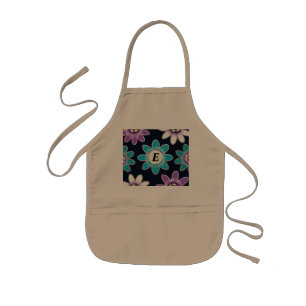 Avental Infantil Apron de Crianças Flores de Monograma Personalizad