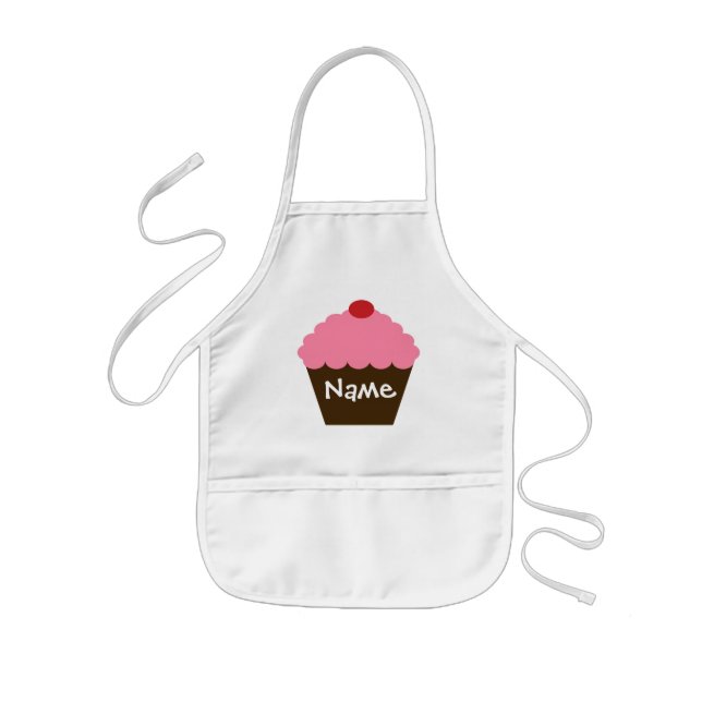 Avental Infantil Apron de Cupcake Rosa Personalizado (Frente)