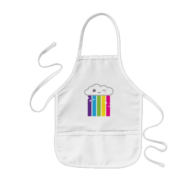 Avental Infantil Apron de Kawaii Cloud e Rainbow Kid (Frente)