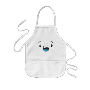 Avental Infantil Apron do Kawaii Face Kid sorridente Azul