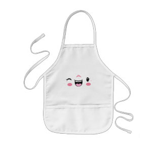 Avental Infantil Apron do Kawaii Face Kid, um piscar de rosa