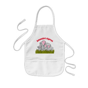 Avental Infantil Apron infantil de elefantes felizes