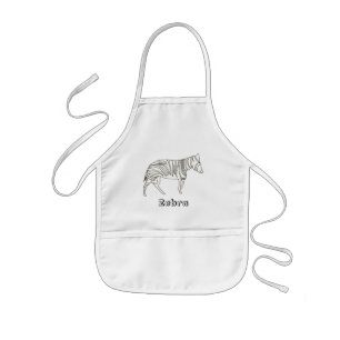 Avental Infantil Arte Contorno - Desenho de uma zebra, pombos