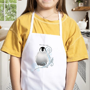 Avental Infantil Arte Nova de Pinguim de Inverno Caprichoso Flocos