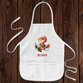 Avental Infantil Avião Voador Dinossauro Piloto Cute