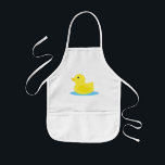 Avental Infantil Bath Time Yellow Duck<br><div class="desc">Borracha amarela adorável,  pata sobre fundo azul e bolhas de sabão. Design perfeito para o seu quarto ou banheiro.



  Arte © CoraçãoDesigns bloqueados</div>