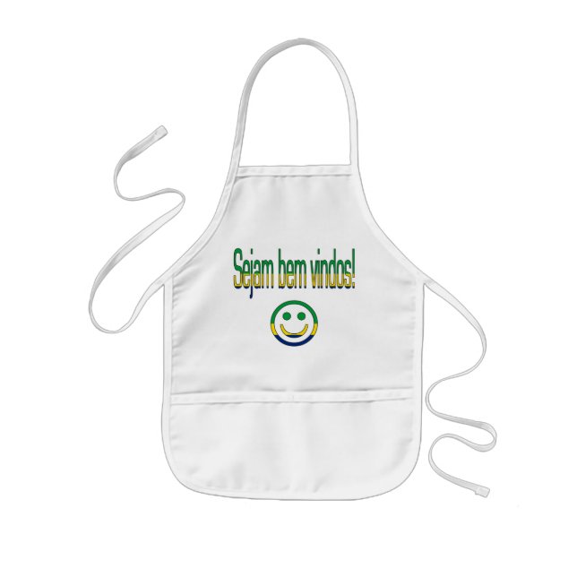 Avental Infantil Bem Vindos de Sejam! Cores da bandeira de Brasil (Frente)