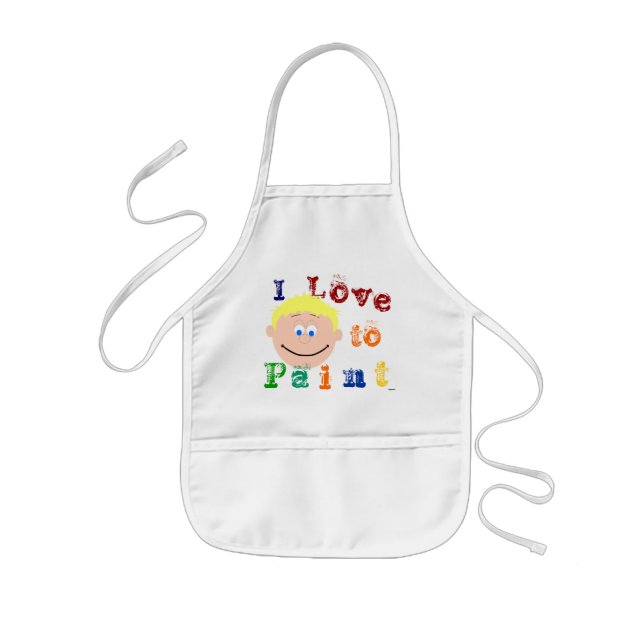 Avental Infantil Blonde Hair Boys Sorrindo Cara Pintando Apron (Frente)