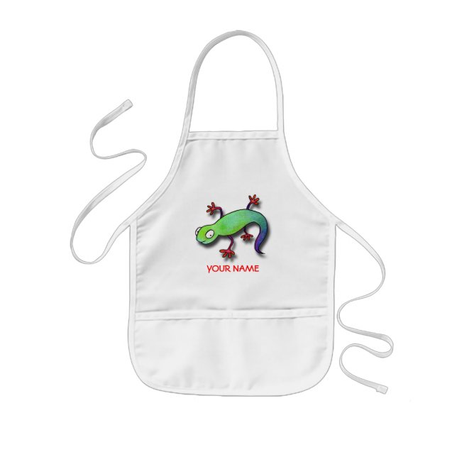 Avental Infantil Blusa elétrica da pintura do lagarto! (Frente)