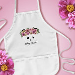 Avental Infantil Bonito garota de panela personalizada<br><div class="desc">Um bonito urso panda vestindo uma coroa floral em seu cabelo. Apenas adicione seu nome</div>