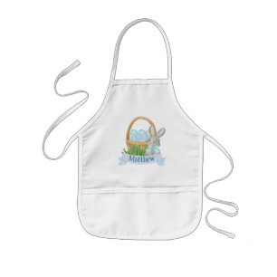 Avental Infantil Boys Watercolor Blue Páscoa Basket