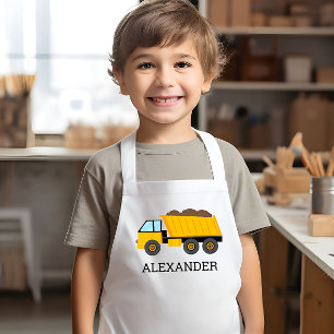 Avental Infantil Caminhão Basculante Amarelo Construção Personaliza
