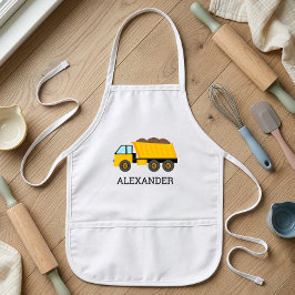 Avental Infantil Caminhão Basculante Amarelo Construção Personaliza