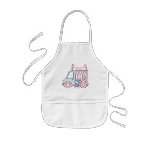 Avental Infantil Caminhão de Sorvete Pastel Fofo Personalizado Meni