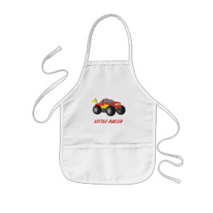 Avental Infantil Caminhão Monstro Vermelho de Corrida Personalizado