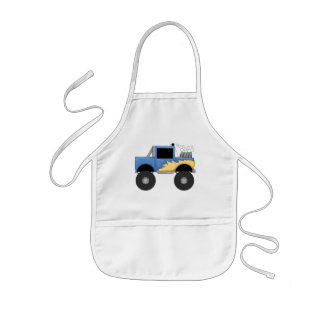 Avental Infantil Camiseta e presentes azuis do monster truck