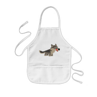 Avental Infantil Cartoon Bonito Filhos de Lobo Famintos Cozinhar Ap