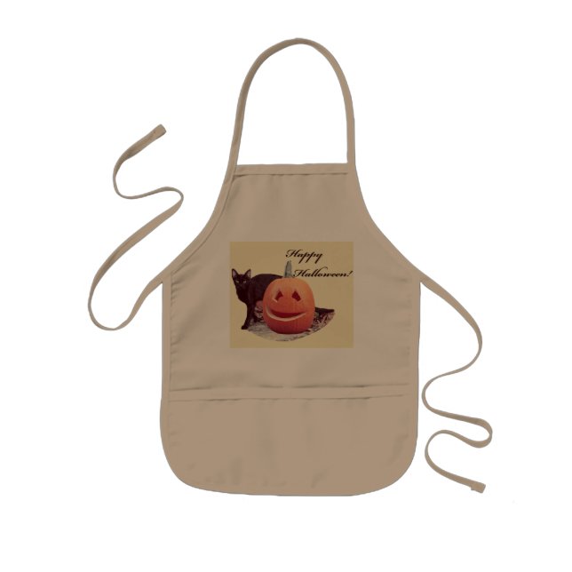 Avental Infantil Cat & Pumpkin Feliz Dia das Bruxas (Frente)