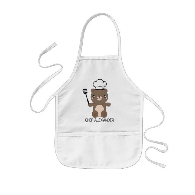 Avental Infantil Chef Teddy Bear Personaliza Apron Infantil (Frente)