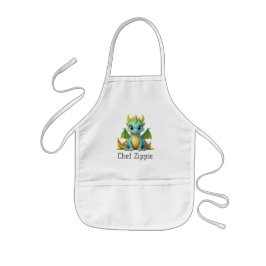 Avental Infantil Chef Zippie Green Blue Baby Dragon Kids Apron