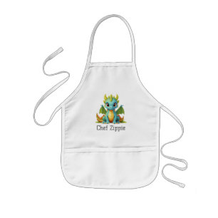Avental Infantil Chef Zippie Green Blue Baby Dragon Kids Apron
