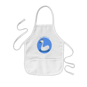Avental Infantil Cisne branco bonito com desenho animado