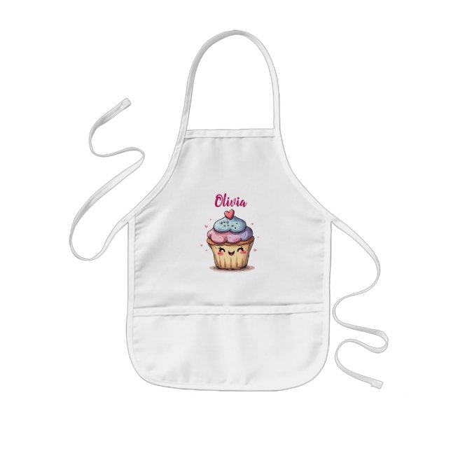 Avental Infantil Copo de Bolo Kawaii Adorável (Frente)