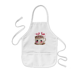 Avental Infantil Cor de rosa e creme Aquarela Cacau Quente