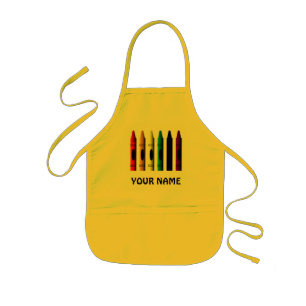 Avental Infantil Crayons Nome Crianças Crayon Apron Amarelo Cute