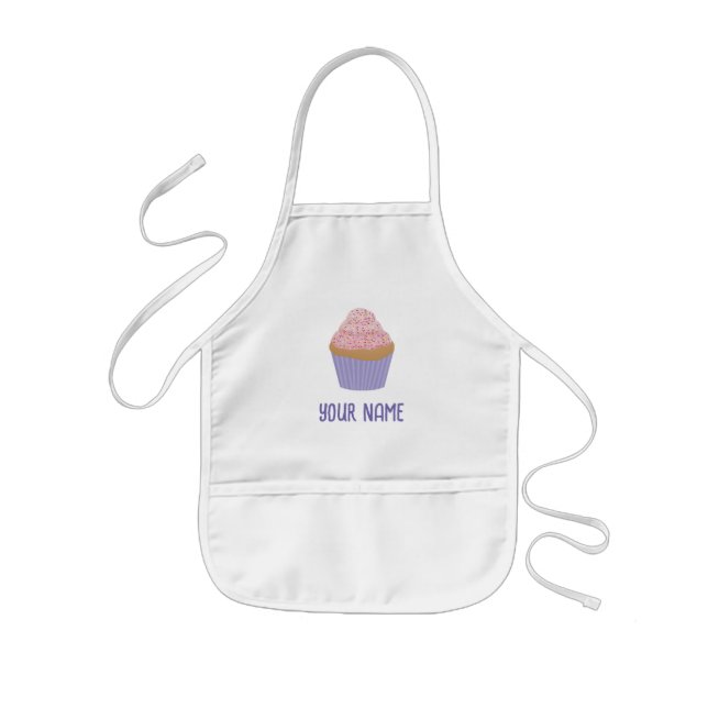 Avental Infantil Crianças Personalizadas Baking Apron com Cupcake (Frente)