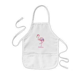 Avental Infantil Crianças Personalizadas, Flamingo, Rosa, Monogram