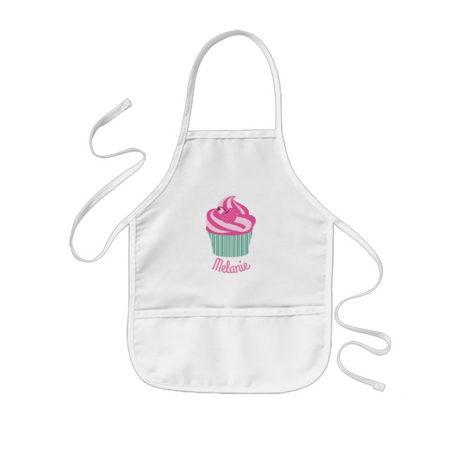 Avental Infantil Cupcake cor-de-rosa bonito personalizado (Frente)