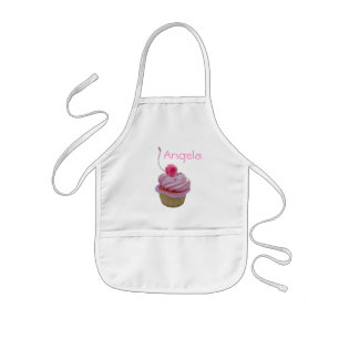 Avental Infantil Cupcake e corações cor-de-rosa