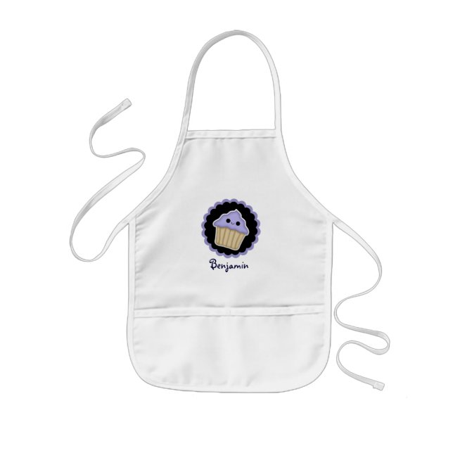 Avental Infantil Cupcake Roxo Kawaii Kids Apron (Frente)