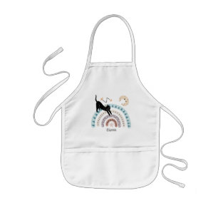 Avental Infantil Cute Cat Rainbow Unicorn Custom Name