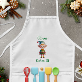 Avental Infantil Cute Christmas Elf Personalized