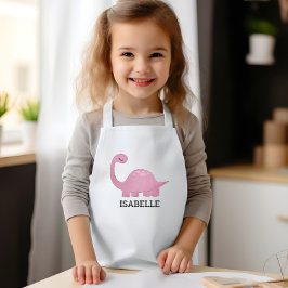 Avental Infantil Cute Pink Dinosaur Personalized