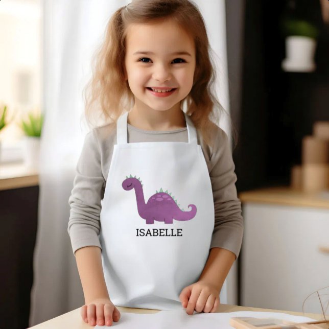 Avental Infantil Cute Purple Dinosaur Personalized (Criador carregado)