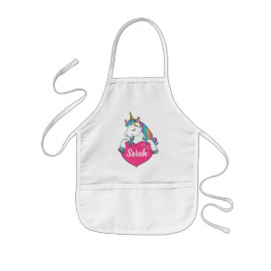 Avental Infantil Cute Unicorn Personalized Name 