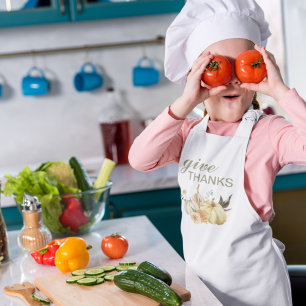 Avental Infantil Dar Abóbora de Aquarela aos Obrigados
