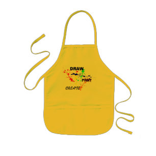 Avental Infantil Desenhar, Tinta, Criar pintura de crianças amarel