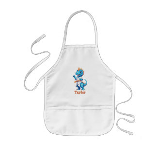 Avental Infantil Dinossauro de karato azul-bonito