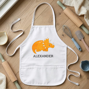 Avental Infantil Dinossauro Laranja Fofo Personalizado
