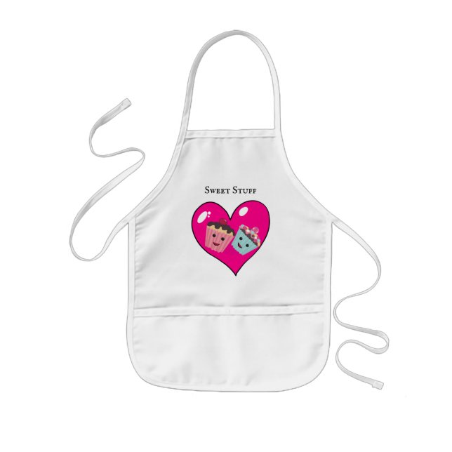 Avental Infantil Doce Coisa Apron I Cupcakes Cardíacos Apron (Frente)